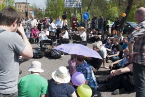Sitzblockade gegen eine Neonazidemonstration in Wittstock