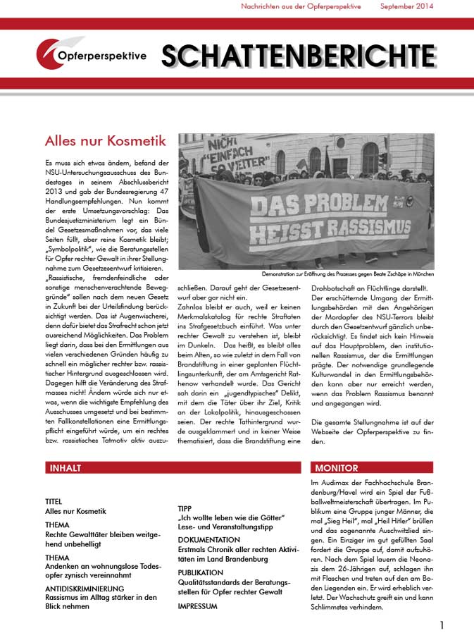 Schattenberichte 18 – Sept 2014