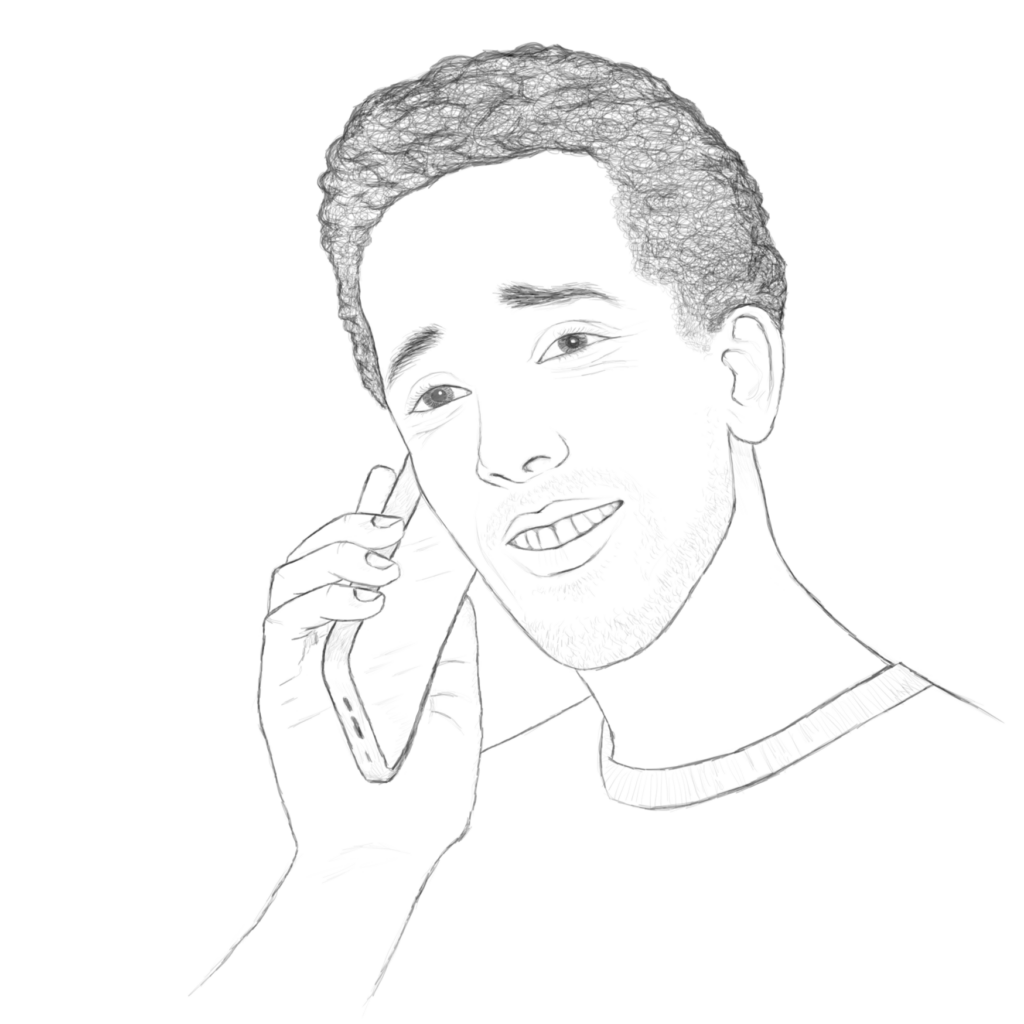 Eine Person hält ein Smartphone am Ohr und telefoniert.